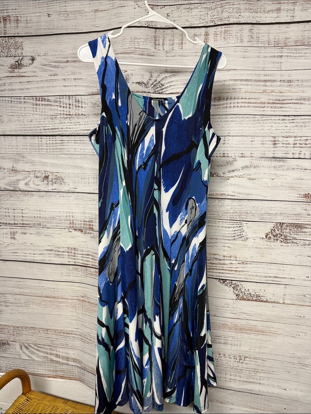 Creation Blue Breezes Fit & Flare Dress Large